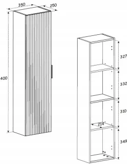 Meuble colonne suspendu de salle de bain ADEL CACHEMIRE 35 x 140 cm