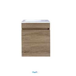 Meuble compact lave-mains effet bois avec vasque intégrée - DILECI