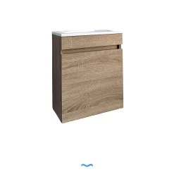 Meuble compact lave-mains effet bois avec vasque intégrée - DILECI