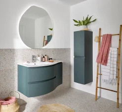 Meuble complément sous vasque kaki mat Vague 34 cm version droite