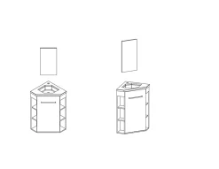 Meuble d’angle tout en un compact H.84 x l.46 cm, blanc mat, porte décor bois, Nova