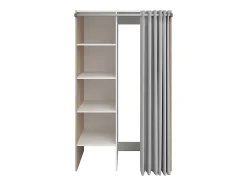 Meuble de buanderie avec rideau pour double machine à laver - Naturel clair - L111 x H184 cm - JAZANO