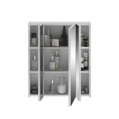 Meuble de rangement avec miroirs et LED Blanc laqué KLEANKIN