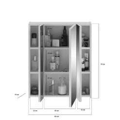 Meuble de rangement avec miroirs et LED Blanc laqué KLEANKIN