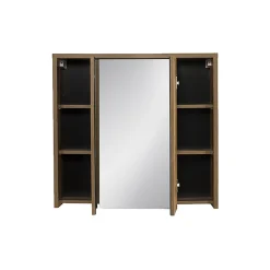 Meuble de rangement GABI 80 cm 3 portes miroir Finition ardoise et bois Meuble suspendu