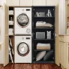 Meuble de Rangement Haute à 5 Niveaux Meuble Autoportant avec Doubles Portes et étagères Ajustables Antibasculement Noir