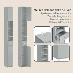 Meuble de Rangement Meuble Colonne Armoire de Toilette, BZR34-HG, SoBuy