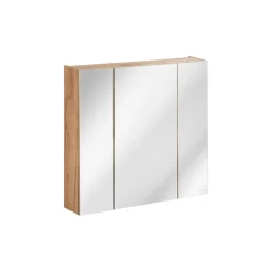 Meuble de rangement NALYA 75 cm Chene clair 3 portes avec miroirs suspendu
