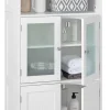 Meuble de Rangement pour Salle de Bain avec 3 Parties, Rangement 6 Niveaux avec 2 étagères Ouvertes et 2 Compartiments, Blanc