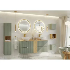 Meuble de rangement salle de bain ELVINA 1 porte 30x30 cm Vert sauge pastel Meuble suspendu