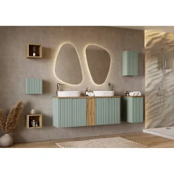 Meuble de rangement salle de bain ELVINA 1 porte H57 cm Vert sauge pastel Suspendu