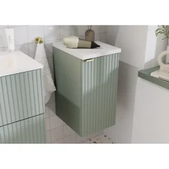 Meuble de rangement salle de bain ELVINA 1 porte H57 cm Vert sauge pastel Suspendu