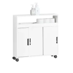 Meuble de Rangement Salle de Bain Armoire WC pour Papier Toilette, BZR02-W, SoBuy