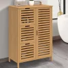 Meuble de rangement salle de bain bambou BEA 3 tiroirs avec placard