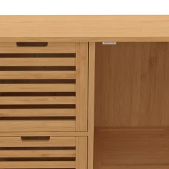 Meuble de rangement salle de bain bambou BEA 3 tiroirs avec placard