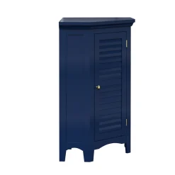 Meuble de rangement sur pied effet bois bleu porte persienne