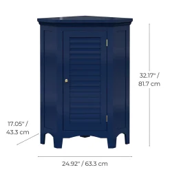 Meuble de rangement sur pied effet bois bleu porte persienne
