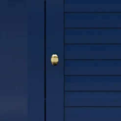 Meuble de rangement sur pied effet bois bleu porte persienne