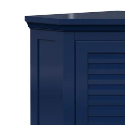 Meuble de rangement sur pied effet bois bleu porte persienne