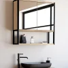 Meuble de rangement suspendu avec miroir pour salle de bain DETROIT design industriel