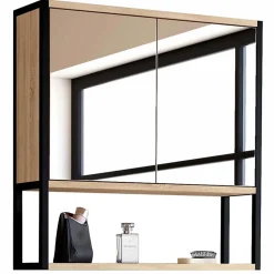 Meuble de rangement suspendu avec miroir pour salle de bain DETROIT design industriel