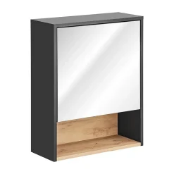 Meuble de rangement TALOKA 75 cm Gris anthracite et chene clair Design suspendu