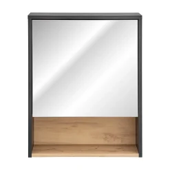 Meuble de rangement TALOKA 75 cm Gris anthracite et chene clair Design suspendu