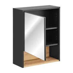 Meuble de rangement TALOKA 75 cm Gris anthracite et chene clair Design suspendu