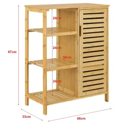 Meuble de rangement Vetlanda avec étagère pour salle de bain bambou en.casa