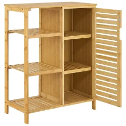 Meuble de rangement Vetlanda avec étagère pour salle de bain bambou en.casa