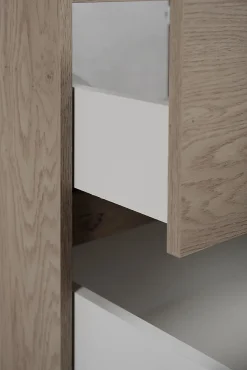 Meuble de salle de bain 100 cm (80+20) avec plan de travail supérieur + pieds meuble, Couleur: Chêne Foncé, 100 x 46 x 80,7 cm