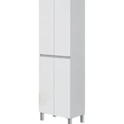Meuble de salle de bain - double colonne - Blanc brillant - 4 portes - L60 x P35 x H182 cm - DESTAL