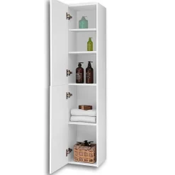 Meuble de salle de bain 2 portes, colonne de salle de bain 30x27x142 cm, armoire murale blanche, AICA SANITAIRE