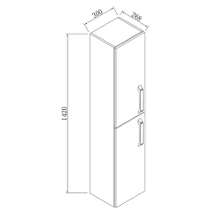 Meuble de salle de bain 2 portes, colonne de salle de bain 30x27x142 cm, armoire murale blanche, AICA SANITAIRE