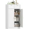 Meuble de salle de bain - 2 tiroirs, 2 portes, étagères réglables - dim. 60 x 30 x 108 cm - blanc
