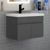 Meuble de salle de bain 60 cm avec vasque suspendu 2 portes meuble de salle de bain anthracite
