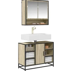 Meuble de salle de bain avec lavabo Chêne Sonoma 80 x 33 x 60 cm Bois d'ingénierie vidaXL