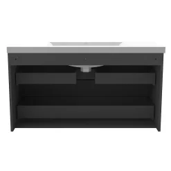 Meuble de salle de bain anthracite 100cm, suspendu avec 2 tiroirs