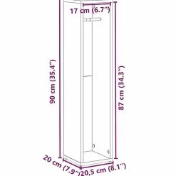 Meuble de salle de bain avec porte-rouleau noir 20,5x20x90 cm vidaXL