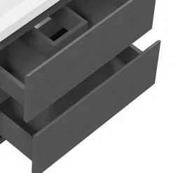 Meuble de salle de bain anthracite 50cm, suspendu avec 2 tiroirs