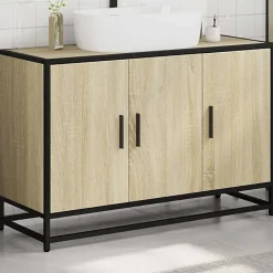 Meuble de salle de bain avec lavabo Chêne Sonoma 90 x 33 x 60 cm Bois d'ingénierie vidaXL