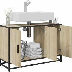 Meuble de salle de bain avec lavabo Chêne Sonoma 90 x 33 x 60 cm Bois d'ingénierie vidaXL