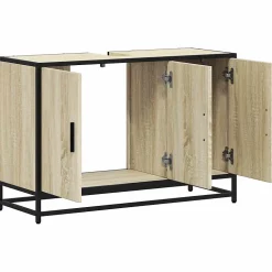 Meuble de salle de bain avec lavabo Chêne Sonoma 90 x 33 x 60 cm Bois d'ingénierie vidaXL