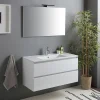 Meuble De Salle De Bain Avec Tiroirs 100Cm Lavabo Et Miroir Blanc Brillant - Benaco