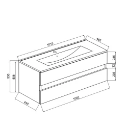 Meuble De Salle De Bain Avec Tiroirs 100Cm Lavabo Et Miroir Blanc Brillant - Benaco
