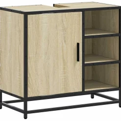 Meuble de salle de bain avec lavabo Chêne Sonoma 65 x 33 x 60 cm Bois d'ingénierie vidaXL