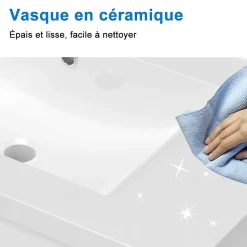 Meuble de salle de bain avec double vasque chêne, 120 cm meuble chêne avec lavabo meuble à 4 tiroirs