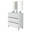 Meuble de salle de bain avec 3 portes coloris blanc - Hauteur 88 x Longueur 81 x Profondeur 47 cm