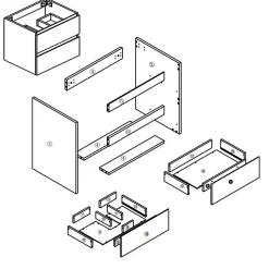 Meuble de salle de bain blanc 80cm, suspendu avec 2 tiroirs