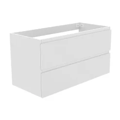 Meuble de salle de bain blanc 100cm, suspendu avec 2 tiroirs